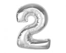 Ezüst 2-es Silver szám fólia lufi 92 cm, J-MLG189520