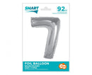 Ezüst 7-es Silver szám fólia lufi 92 cm, J-MLG189629
