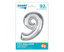Ezüst 9-es Silver szám fólia lufi 92 cm, J-MLG189667