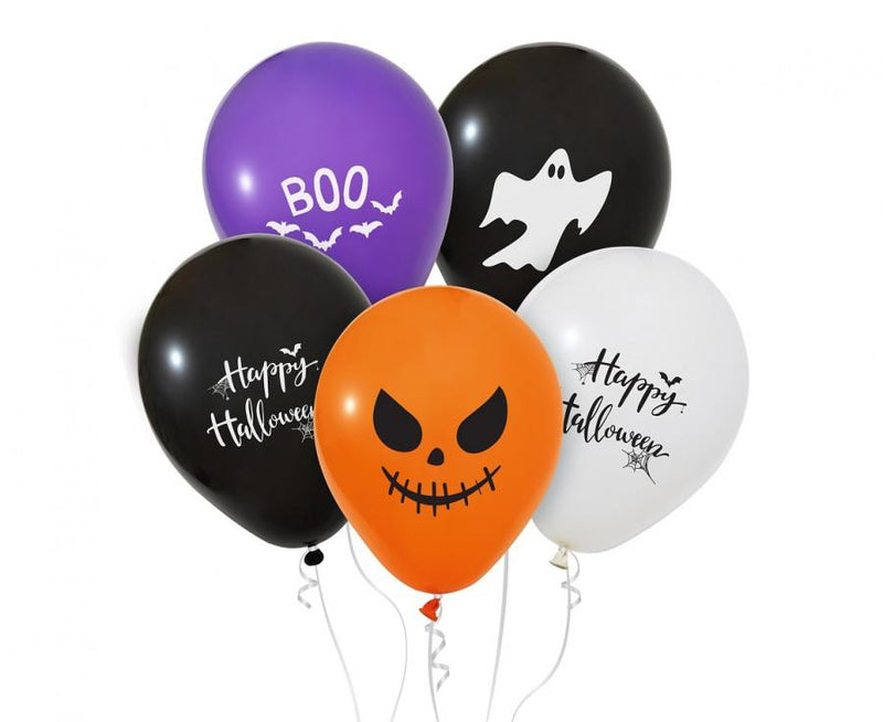 Halloween Happy léggömb, lufi 5 db-os 12 inch (30 cm), J-MLG191424