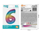 Színes 6-os Rainbow szám fólia lufi 92 cm, J-MLG195415
