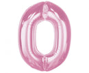 Rózsaszín 0-ás Light Pink szám fólia lufi 92 cm, J-MLG195576