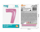 Rózsaszín 7-es Light Pink szám fólia lufi 92 cm, J-MLG195644