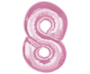 Rózsaszín 8-as Light Pink szám fólia lufi 92 cm, J-MLG195651
