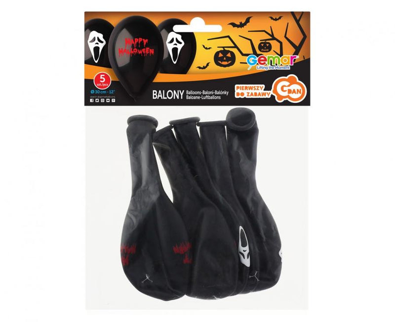 Halloween Scary léggömb, lufi 5 db-os 12 inch (30 cm), J-MLG306392