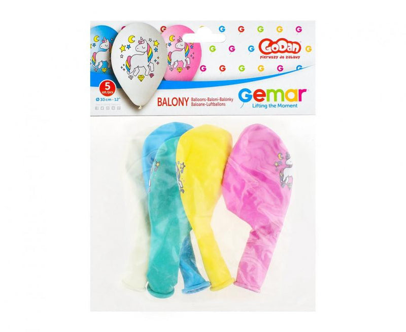 Unicorn Magic Night, Unikornis léggömb, lufi 5 db-os 12 inch (30cm), J-MLG316988