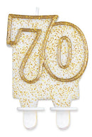 Arany csillámos 70-es Gold tortagyertya, számgyertya, J-MLG631231