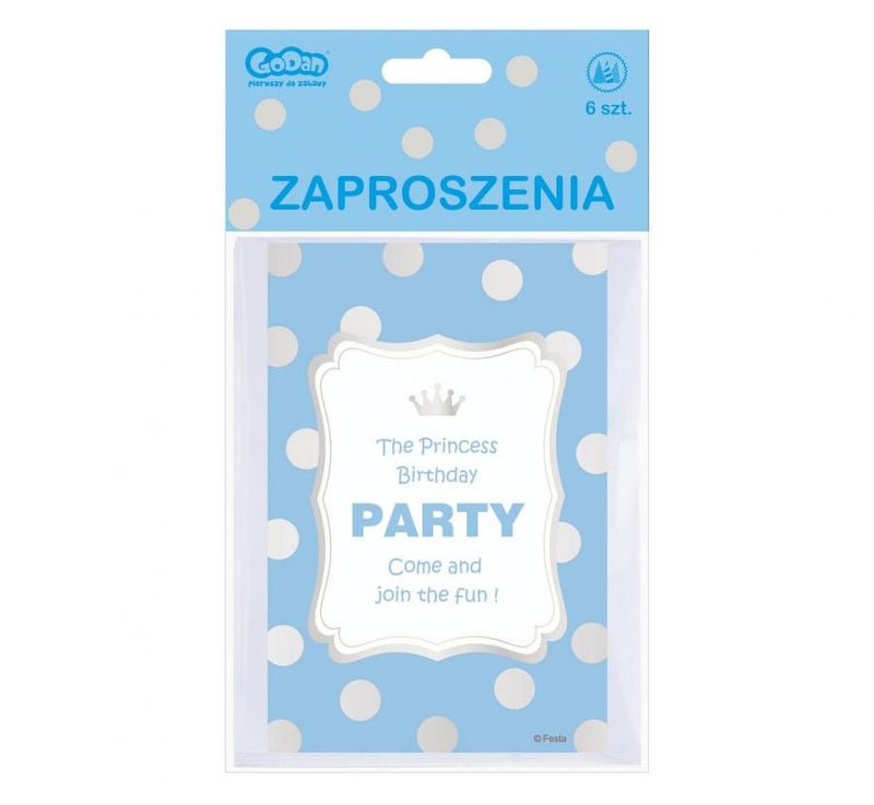 Kék Silver Dots meghívó 6 db-os, J-MLG631699