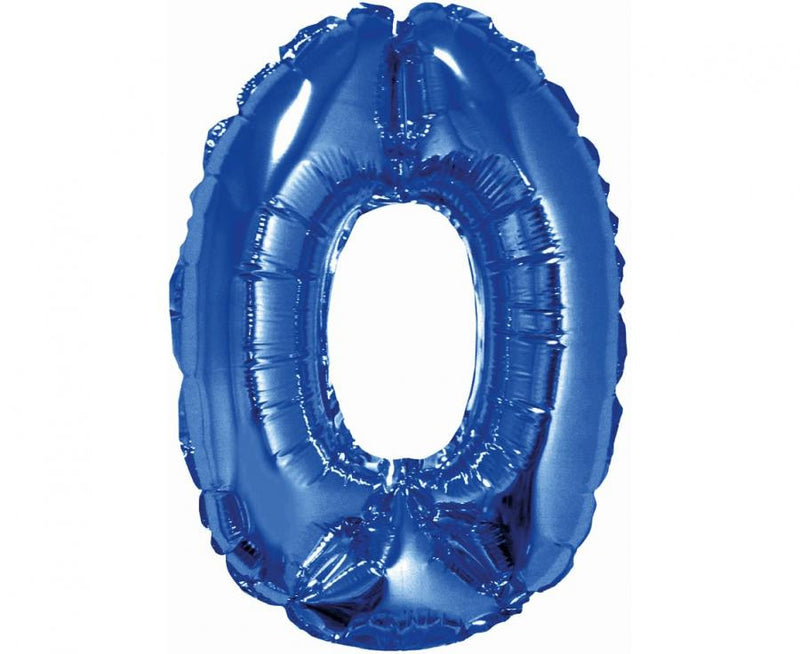 Blue, Kék 0-ás mini szám fólia lufi 35 cm, J-MLG632399