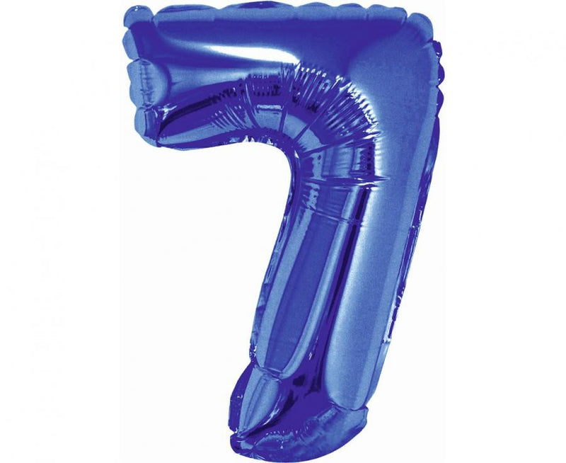 Blue, Kék 7-es mini szám fólia lufi 35 cm, J-MLG633761