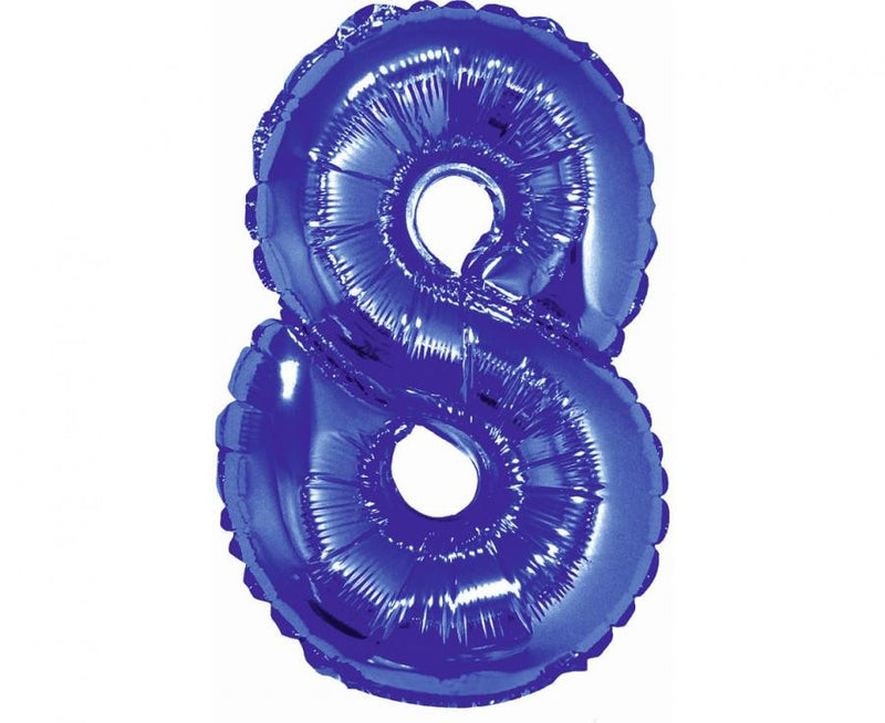 Blue, Kék 8-as mini szám fólia lufi 35 cm, J-MLG633785