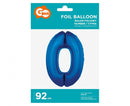 Kék 0-ás B&C Blue szám fólia lufi 92 cm, J-MLG640400
