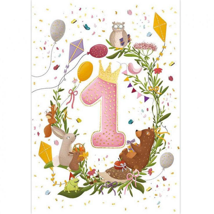 Első születésnap Pink üdvözlőkártya + boríték, J-MLG664301