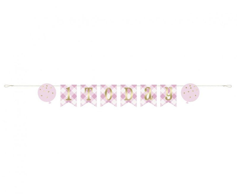 1st Birthday Pink, Első születésnap papír felirat 182 cm, J-MLG749089