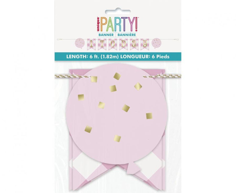 1st Birthday Pink, Első születésnap papír felirat 182 cm, J-MLG749089