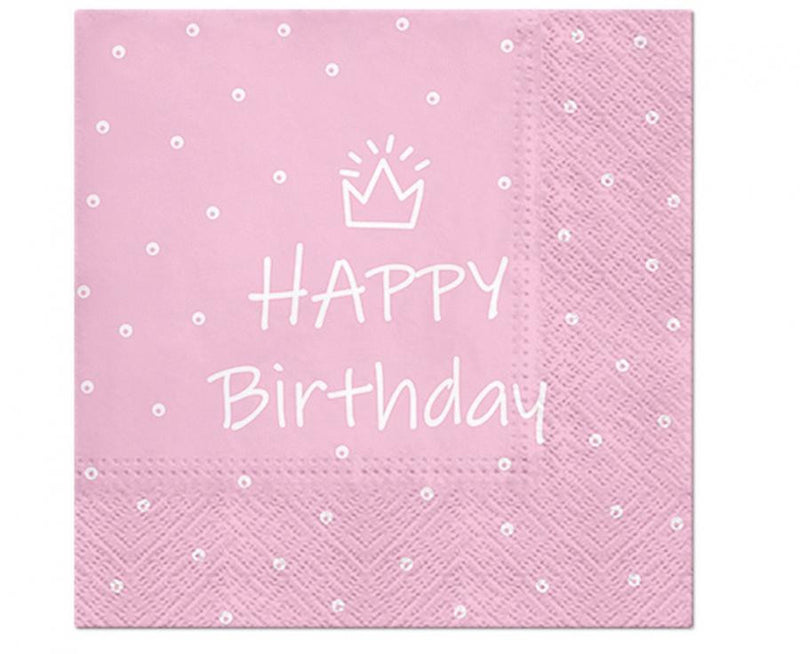 Happy Birthday Rózsaszín Light Pink szalvéta 20 db-os 33x33 cm, J-MLG815702