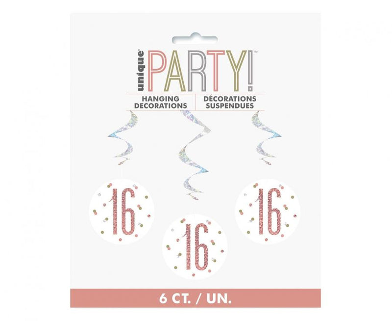 Happy Birthday 16 Holographic szalag dekoráció 6 db-os szett, J-MLG849291