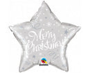 Merry Christmas Silver Star, Karácsonyi fólia lufi 51 cm, J-MLG998161