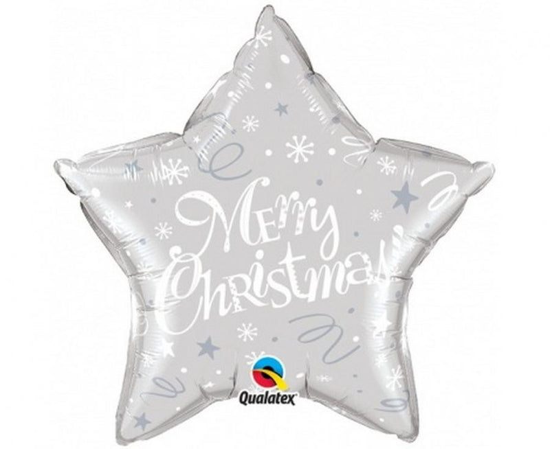 Merry Christmas Silver Star, Karácsonyi fólia lufi 51 cm, J-MLG998161