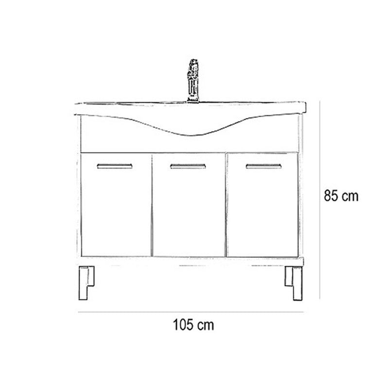 Nerva 105 cm-es bútorhoz alsószekrény mosdóval fehér