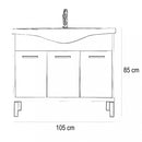 Nerva 105 cm-es bútorhoz alsószekrény, mosdóval, Rauna szil