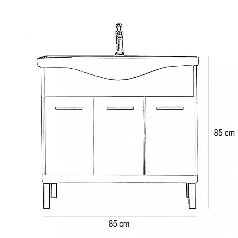 Nerva 85 cm-es bútorhoz alsószekrény, mosdóval, Sonoma tölgy