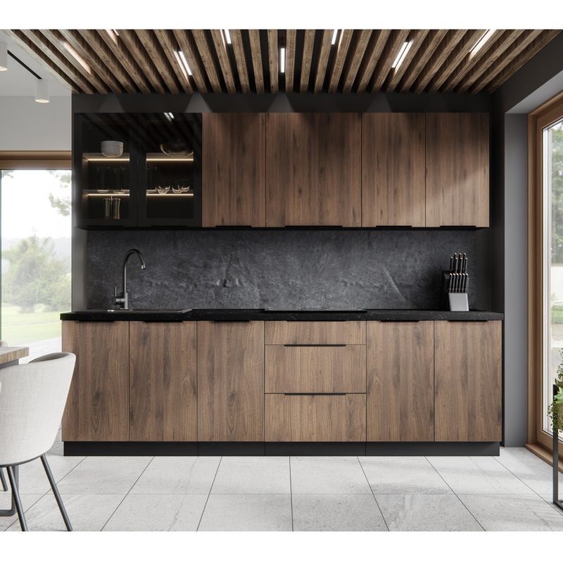 Felső szekrény, okapi dió/fekete, MENZO 60 G-72 1F