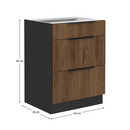 Alsó szekrény, okapi dió/fekete, MENZO 60 D 3S BB