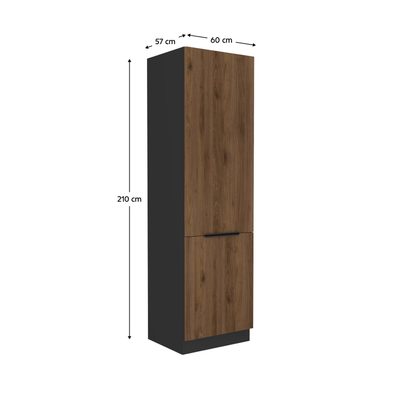 Magas szekrény, okapi dió/fekete, MENZO 60 DK-210 2F