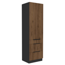Magas szekrény, okapi dió/fekete, MENZO 60 DKS-210 3S1F