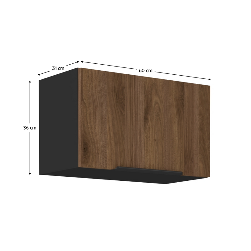 Felső szekrény, okapi dió/fekete, MENZO 60 GU-36 1F