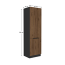 Szekrény beépíthető hűtőhöz, okapi dió/fekete, MENZO 60 LO-210 2F