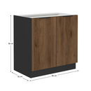 Alsó szekrény, okapi dió/fekete, MENZO 80 D 2F BB