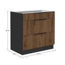 Alsó szekrény, okapi dió/fekete, MENZO 80 D 3S BB