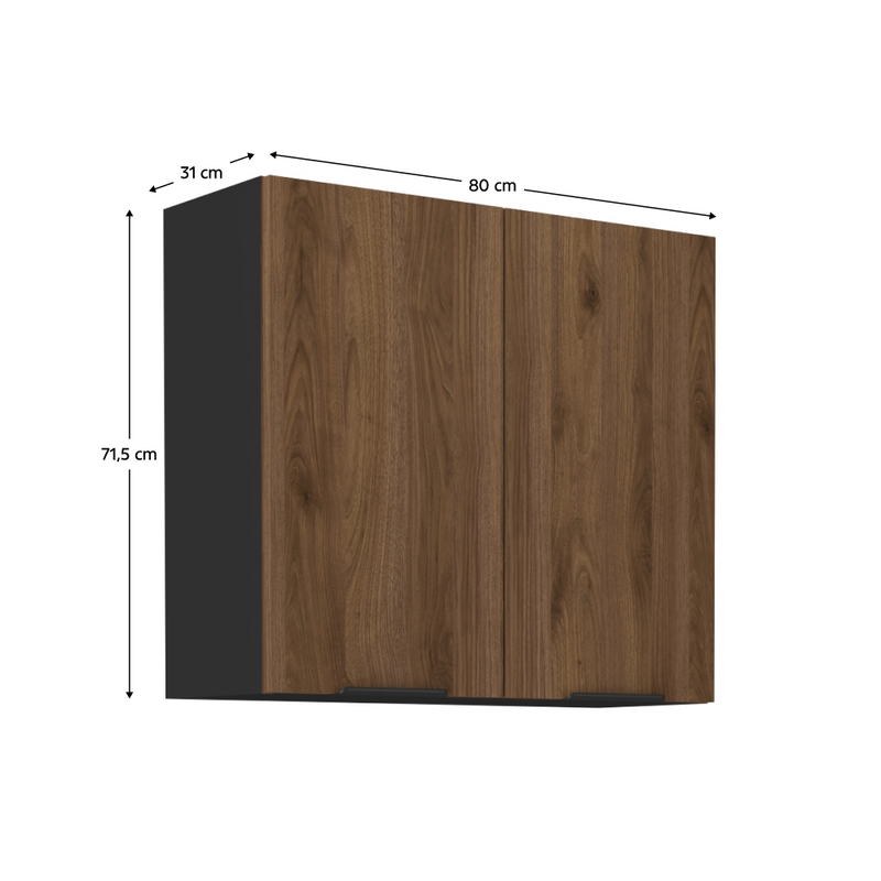 Felső szekrény, okapi dió/fekete, MENZO 80 G-72 2F