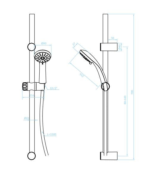 LAVEO CENTO zuhanyoszlop 3 funkciós zuhanyfejjel, fehér