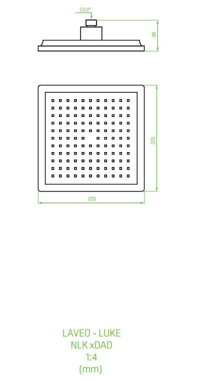 LAVEO LUKE zuhany (220x220 mm), ABS, fekete
