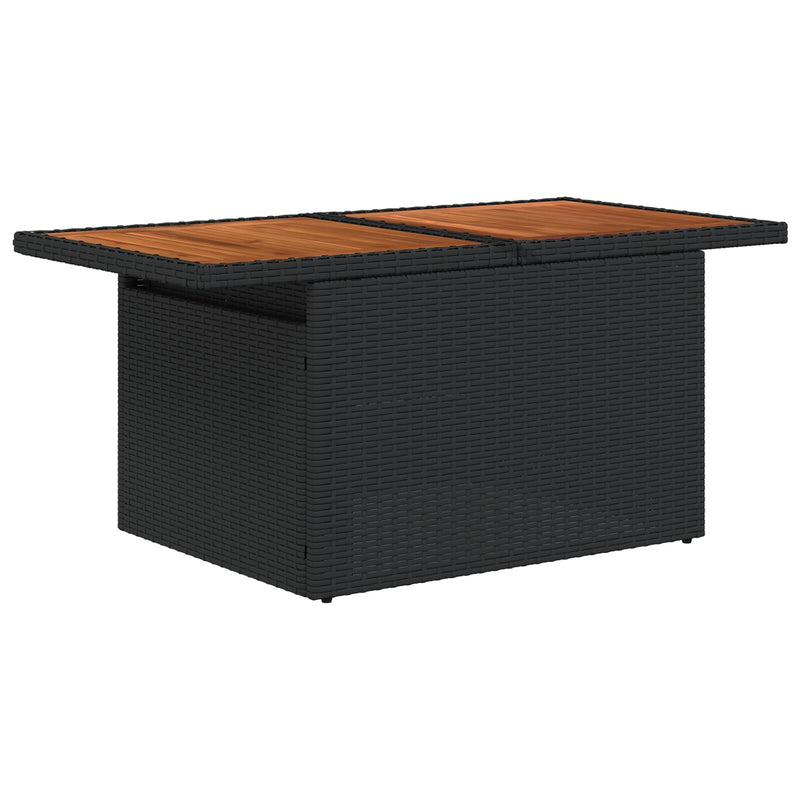 vidaXL 6 Darabos Kerti Étkező Szett Párnákkal Fekete Poly Rattan Akác