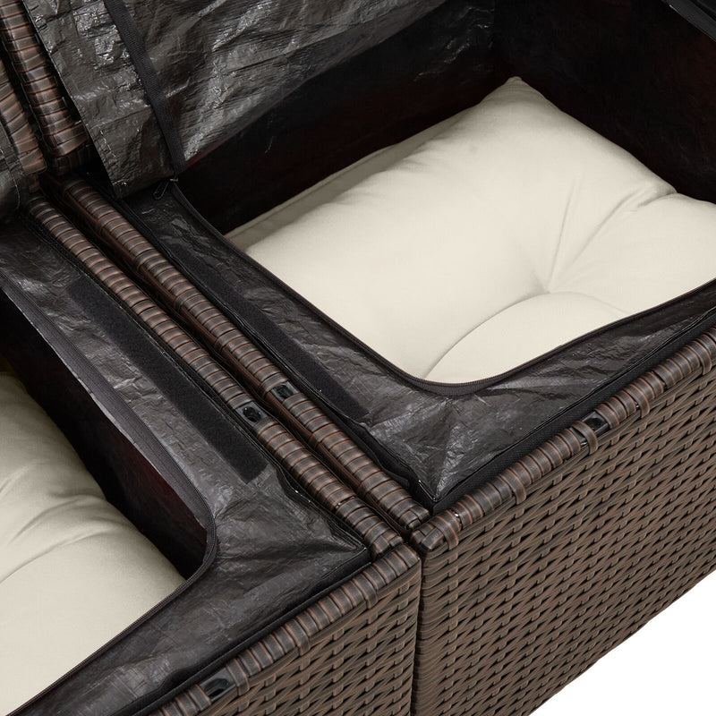vidaXL 9 Darabos Kerti Sofa Szett Barna Rattan Tárolóval Négyzetes