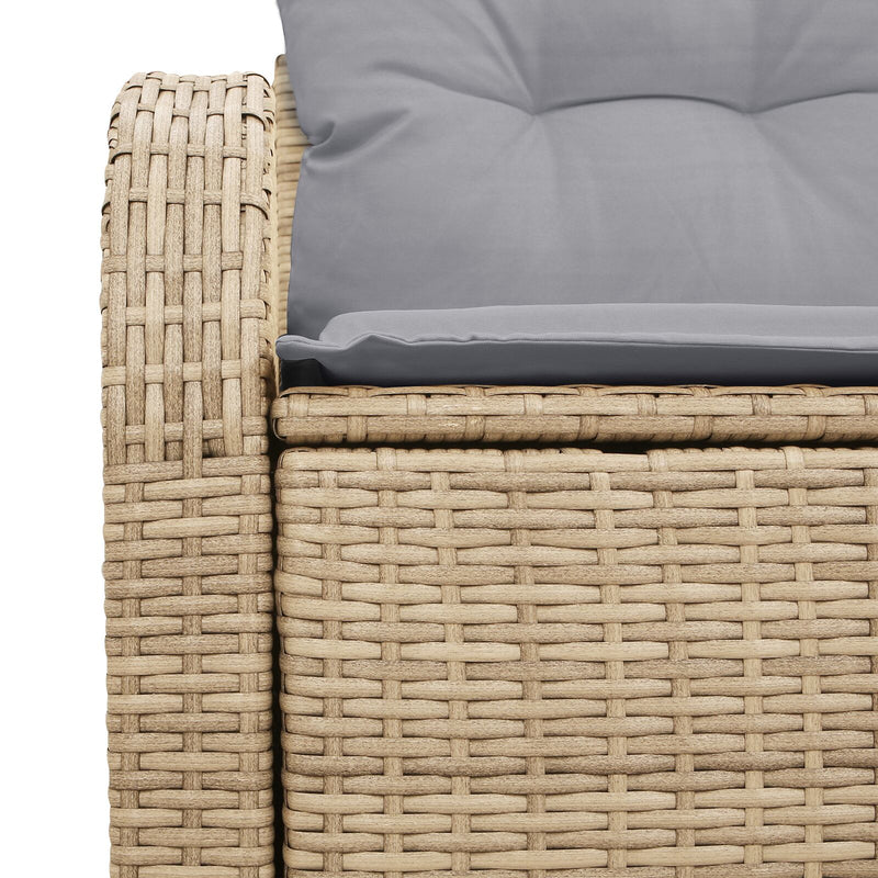 vidaXL 2-Fős Kerti Kanapé Tárolóval és Párnákkal Bézs Poli Rattan