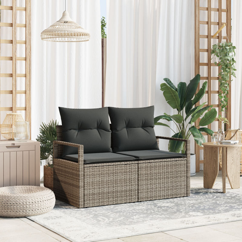 vidaXL 2-Fős Kerti Kanapé Párnákkal Szürke Polyrattan