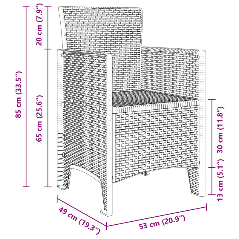 vidaXL 5 Részes Kerti Étkező Szett Barna Poly Rattan