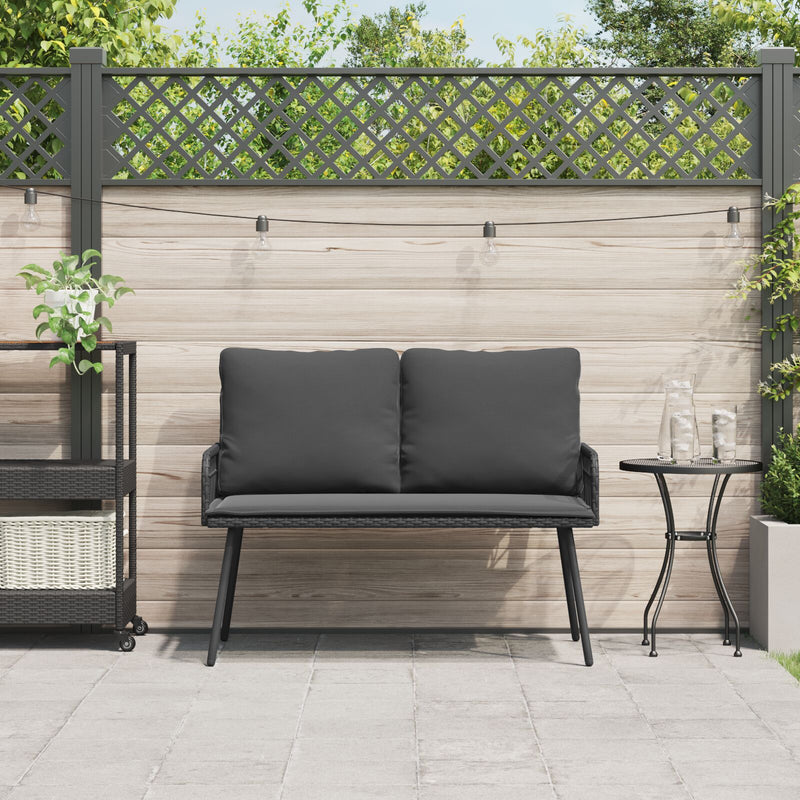 vidaXL Kerti Pad Fekete 114x64x78 cm Polirattan