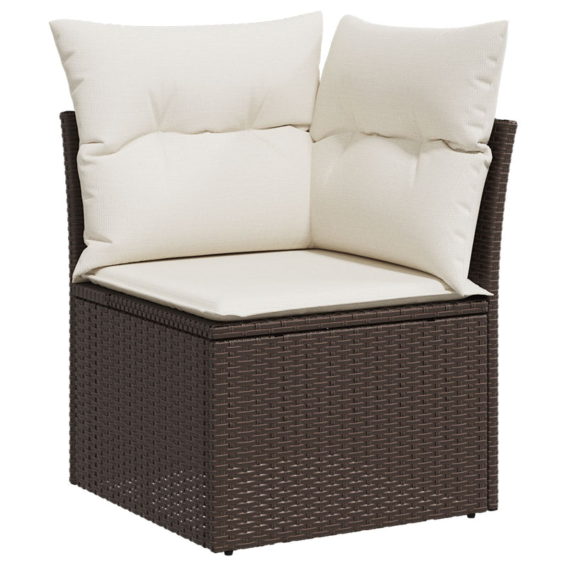 vidaXL Kerti Kanapé Szett  6 Darab Barna, Rattan Rattan, Poliészter, Üveg