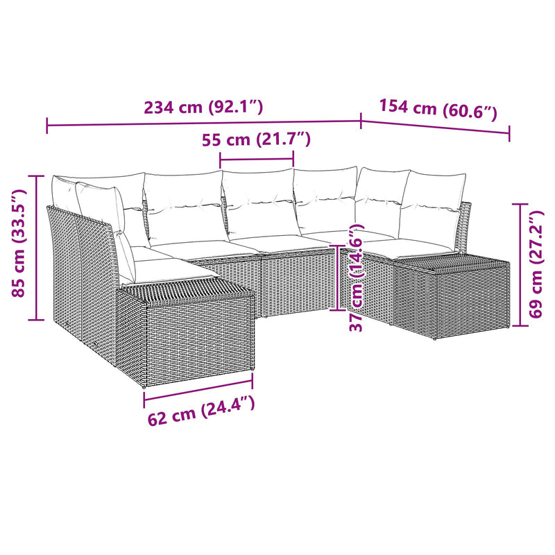 vidaXL Kerti kanapé szett 6 darabos Szürke Rattan Kerti kanapé szett