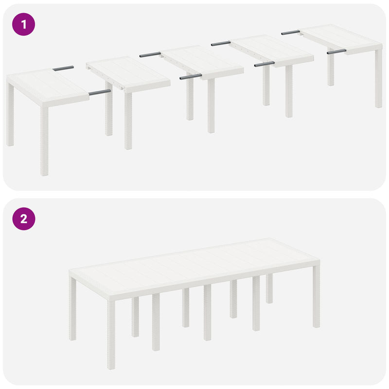 vidaXL Kerti Étkezőszett 9 Darab Fehér PE Rattan Ergonomikus