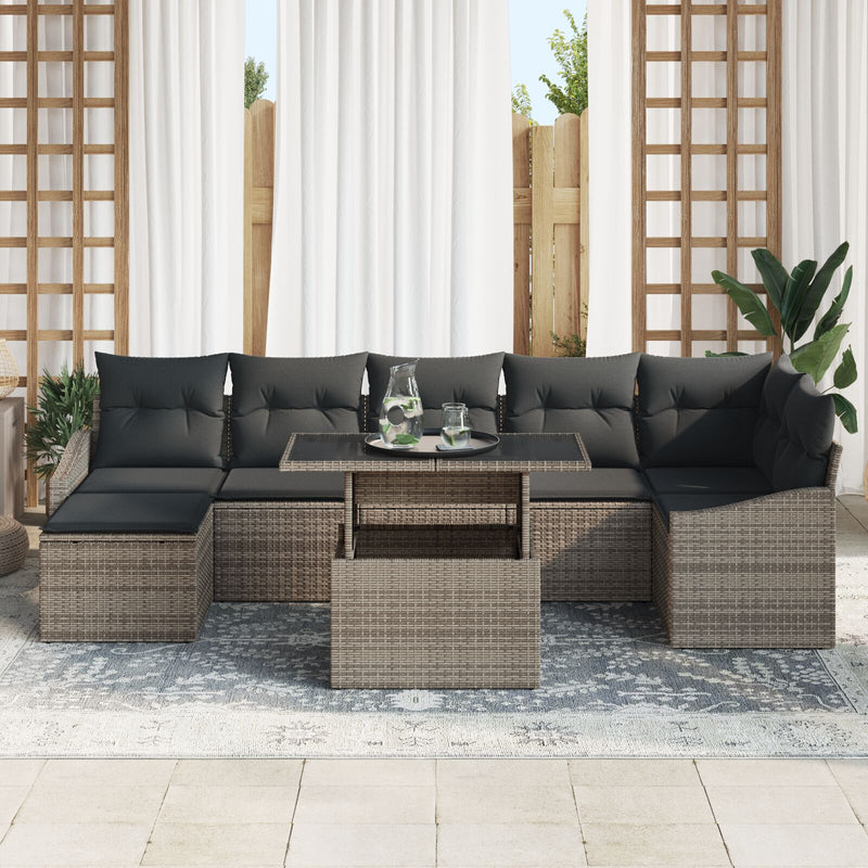 vidaXL 8 Darab Kert Sofa Szett Párnákkal Szürke Pólyás Rattan