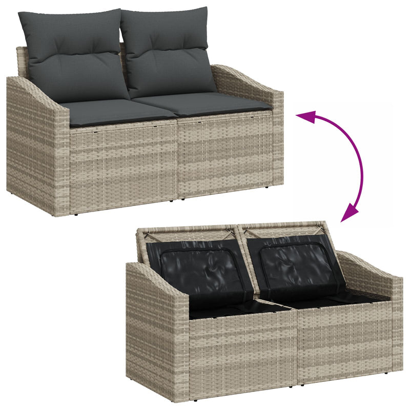 vidaXL Kerti Kanapé Szett 8 Részes Természetes Rattan Szintetikus Rattan