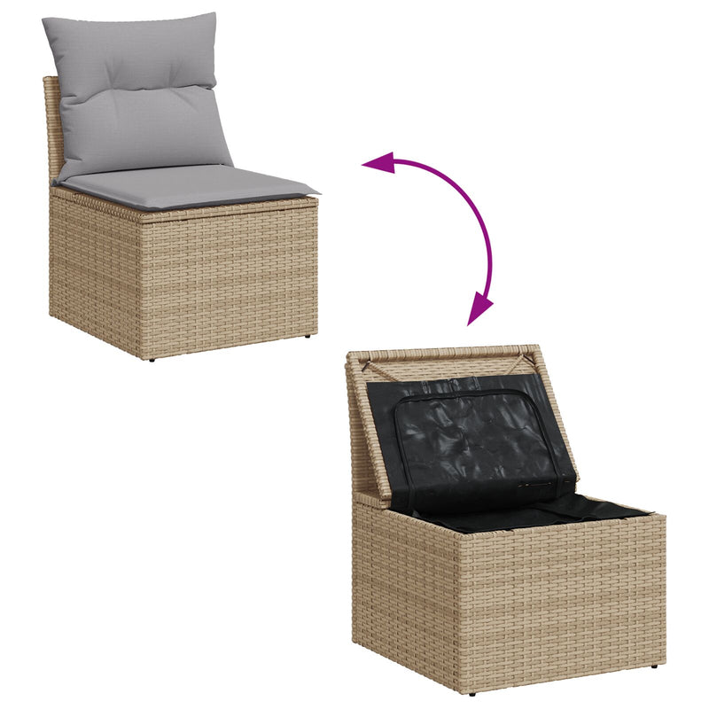 vidaXL 8 Darabos Kert Sofa Szett Párnákkal Bézs Poli Rattan