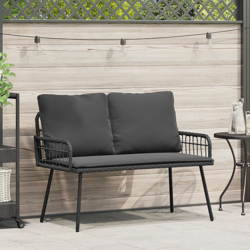 vidaXL Kerti Pad Fekete 114x64x78 cm Polirattan